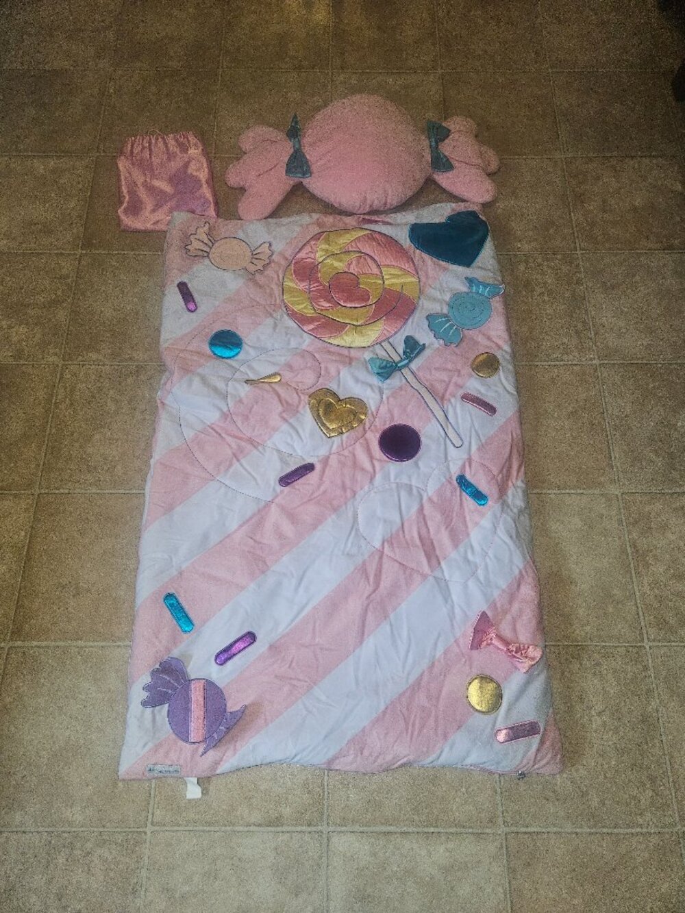 Chasing Fireflies Candy Sleeping Bag with Pillow & Bag